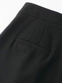 Pantalones cortos casuales de verano de unicolor con volantes de encaje para mujer, color negro - Beis - Ver 9