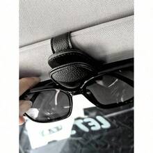 1Pc PU Universal Car Sun Visor Glasses Clip | Auto Interior Eyewear Holde - 黑色 - 查看 5