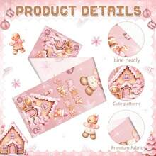 Decoración de mesa de Navidad rosa clásico camino de mesa de Navidad de invierno de pan de jengibre bastón de caramelo de feliz Navidad mesa de cocina de temporada para decoración de fiesta de casa - Rosa - Ver 3