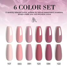 LIMEGIRL 6色柔和玫瑰闪粉凝胶指甲油套装，包含底油和亮油，可卸除UV凝胶指甲油，全尺寸冬季美甲沙龙设计DIY套装，2026新年和情人节礼物，适合女性和女孩