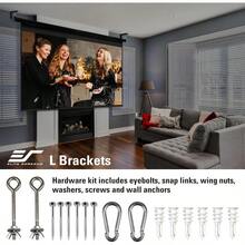 Elite Screens 6" White Universal Projector Screen L-Brackets Single Metal Welded Construction Easy Adjustable Extension for Perfect Screen Placement Wall or Ceiling Mount - Includes Hooks and Hardware Model: ZVMAXLB6-W - Blanco - Ver 4