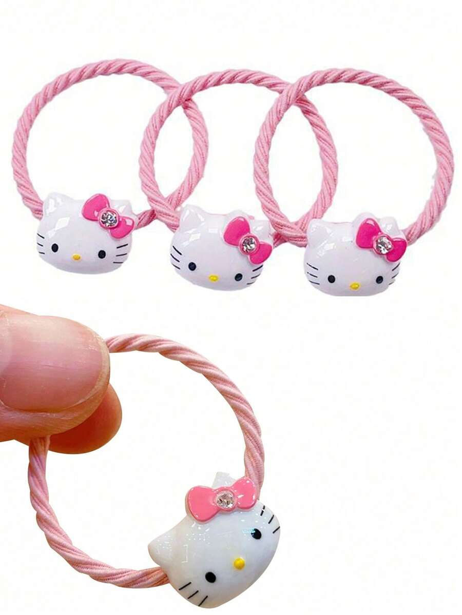 Sanrio 3Pcs/Set Cute Hello Kitty Cartoon Headband Elastic Rubber Band Anime Hair Accessory Gift - Multicolor - View 1