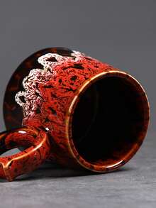 1pc/1pc/2pcs Ceramic Latte Mug Set With Saucer, 200ml Capacity, High-End Crackle Glaze Finish, Stylish Couple/Individual Coffee/Milk Mugs, Creative Latte Art, Office/Breakfast Cup With Saucer