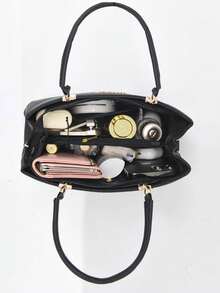 2025 New Design Shoulder & Handheld Bag With Bowtie Pendant, Casual Style, Mother Day Gifts, Mom Gifts, Mommy's Essentials, Mommy Bag For Going Out, Business Casual Bag For Women, Perfect For Office, Business And Work, Business Casual Woman Bag Perfect For Office Business And Work , New Year - 黑色 - 查看 6