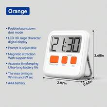 1 pieza Temporizador de cocina, recordatorio para estudiantes y cocinar, gestión del tiempo para niños, temporizador para hornear - Naranja - Ver 8