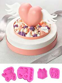 3 piezas/1 pieza Moldes de silicona para el Día de San Valentín, moldes de chocolate, moldes de helado, moldes de pastel, moldes de galletas, decoraciones de repostería DIY, adecuados para fiestas festivas, aniversarios, decoraciones de repostería y fiestas de cumpleaños. - Multicolor - Ver 2