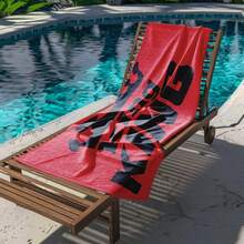 1条装国王和王后印花柔软防沙沙滩巾，适合海滩、日光浴、室内游泳、居家沐浴、泳池派对，是送给伴侣的完美礼物，情人节佳品。