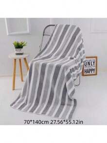 1pc Ultra Soft Striped Quick Dry Bath Towel Set, Easy To Clean Beach Towel, Suitable For Camping, Spa, RV And Beach, Coral Fleece Wide Stripe Bath Towel, Thickened Absorbent Quick Dry Soft Towel For Home, Salon, Hotel, Sports, Skincare - Multicolor - View 9