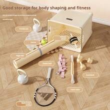 1pc Large Capacity Foldable Laundry Basket, Indoor Storage Bin For Yoga Mat, Yoga Gear, Clothes, Toys, Food - Heavy Duty Plastic Structure With Open Top And Side Access, Mobile Storage Box For Home Organization, Space-Saving Practical Gift - White - View 2