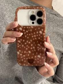 Autumn/Winter Ins Warm Brown & Beige Spotted Matte Phone Case Compatible With IPhone 17 Pro Max Apple 17 New 15 Pro Full Coverage 16 Soft Shell 16 Pro Max Protective Cover 14 Women's Niche 18 18 Pro Max - Brown - View 1