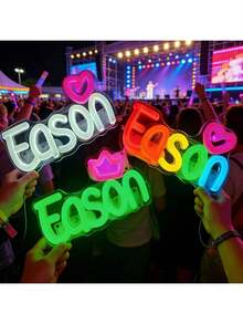 Customized Music Party Light, Smartphone Clip-On Neon Name Light, Fan Stand Party Phone Light, Cool Personalized Gift, Fan Gift, Christmas Gift, Personalized Birthday Gift, Party Light, Phone Backlight Clip, Fan Stand Light (Batteries Not Included) - Monochrome - View 7