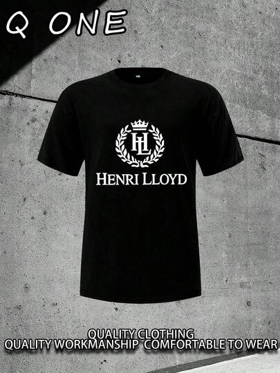 Henri Lloyd Logo(180 Cotton T-Shirt) Men's Round Neck And Short Sleeves, Casual Cotton, Casual Fashion, Suitable For Indoor And Outdoor Wear And Holiday Gifts