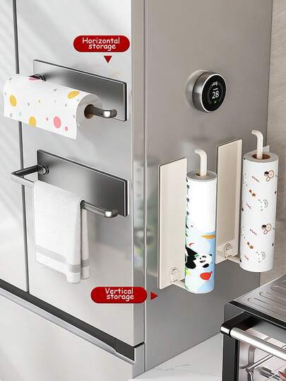 1个厨房纸巾架，免钻孔壁挂式安装，适用于房车 - 非常适合厨房和浴室收纳，可放置卷纸、保鲜膜和毛巾 - 坚固耐用