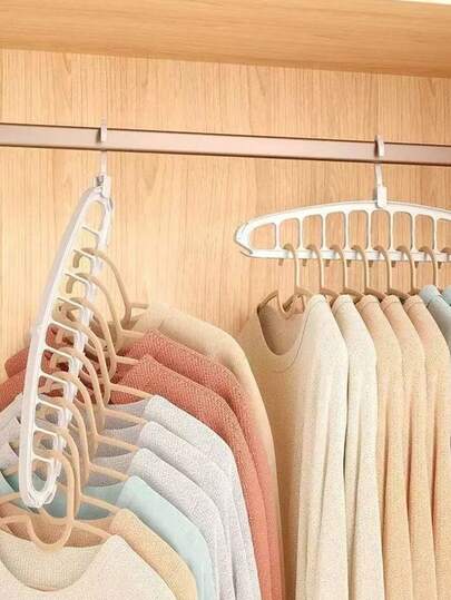 1pc 360° Rotating Perforated Clothes Hanger Organizer Rack, Spiral Plastic Hanger For Student Dorm & Home, Space-Saving, Holds 11 Garments, Foldable For Pants, Shirts & Skirts, Durable Organizer