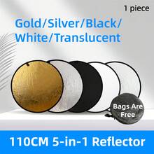 5合1可折叠摄影反光板套装（12英寸/24英寸/31英寸/43英寸）| 半透明柔光罩 + 银色/金色/白色/黑色、蓝色和绿色反光面 | 便携式多碟套装，带收纳袋，适用于影棚照明、户外人像拍摄以及冬季假期、旅行、影棚和户外补光、直播、摄影等内容创作。 - 均碼 - 查看 21