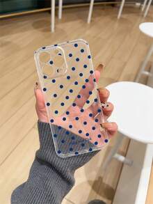 1pc Thick Transparent Anti-Drop UV Painted TPU Phone Case With Simple Blue Polka Dot Pattern Design, Compatible With Iphone 17/17 Air/17 Pro/17 Pro Max, 16/16 Plus/16 Pro/16 Pro Max, 13 MINI/13/13 Pro/13 Pro Max, Galaxy Series - Multicolor - View 5