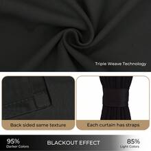 Black Room-Darkening Partition Curtains, Paired With White Aluminum Alloy Ceiling Tracks - Sliding Curtains That Provide Heat Insulation And Privacy Protection, Suitable For Balcony Glass Doors, Bedrooms, Living Rooms, And Large Windows. - 黑色 - 查看 8