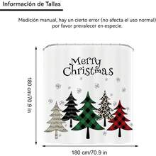 Cortina De Ducha De árbol De Navidad, Decoración De Baño De Invierno, Cortina De Ducha De Tejido De Poliéster Impermeable con 12 Ganchos, 71 x 71 Pulgadas - Árbol de Navidad - Ver 10