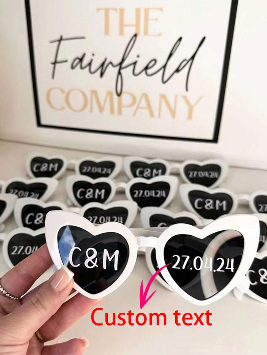 Gafas de moda con forma de corazón y texto/logo personalizado, gafas de moda unisex de estilo fashion - Multicolor - Ver 1