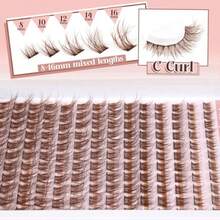 Mavphnee Beauty Extennes de Pestañas Oscuras les Lash Clusters 168 Pcs C Rizos de Pestañas para Uso Diario Marrón Suave Ligera l Cluster Ideal para Cab Claro - Marrn - Ver 2