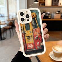 Fundas para telefono de silicona negra con estampado de camioneta de tacos vintage para uso diario en cafeterias y salones,Aplicable a los teléfonos de la serie Apple y Galaxy - Negro - Ver 3