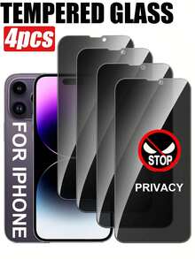 Bộ 4 miếng dán màn hình cường lực chống nhìn trộm, chống trầy xước, bảo vệ toàn diện sự riêng tư và an ninh của điện thoại thông minh ở nơi công cộng, tương thích với iPhone 17/17 Air/17 Pro/17 Pro Max/16/16 Plus/16 Pro/16 Pro Max/15/15 Pro/15 Plus/15 Pro Max và các dòng khác. - màu đen - Xem 16