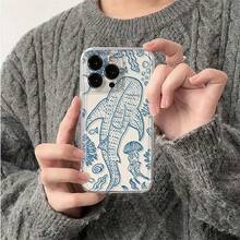 Funda de teléfono a prueba de golpes Funda de teléfono: Funda Transparente - Cubierta de Teléfono de TPU Suave de Lujo a Prueba de Golpes Compatible con iPhone 17, 16, 15, 14, 13, 12, 11 Pro Max, 16, 15, 14 Plus, 13, 12, X, XS Max, XR, 8, 7 Plus Aventura Submarina de Tiburón Ballena Protección contra Caídas - 1 pieza - Ver 1