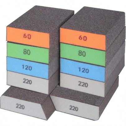 Paquete de 10 esponjas de lijado bloque de lijado lavable y reutilizable para paneles de yeso de madera lentes de metal gruesos medianos finos superfinos en grano 60 80 120 220 bloque de papel de lija 3.9 x 2.8 pulgadas
