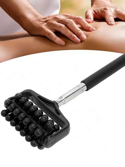 Telescopic Back Massage Four-Section Roller Back-Pushing Massage Full-Body Stainless Steel Telescopic Roller Men And Women Household Muscle Soreness Pain Relief Telescopic Portable Extendable Telescopic Roller Suitable For Back Head Arm And Full-Body Muscle Home And Office Use Stick Back Massage Fitness Accessories