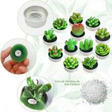 Velas de cactus 4, Juego de velas suculentas con caja de regalo de cinta, Cera de parafina de calidad Quema duradera y sin humo, Perfecto para Navidad, Acción de Gracias, bodas, eventos(1) - Multicolor - Ver 4
