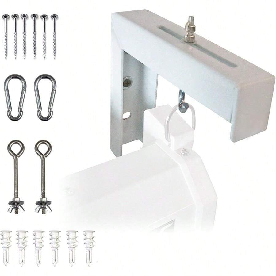 Elite Screens 6" White Universal Projector Screen L-Brackets Single Metal Welded Construction Easy Adjustable Extension for Perfect Screen Placement Wall or Ceiling Mount - Includes Hooks and Hardware Model: ZVMAXLB6-W - Blanco - Ver 1
