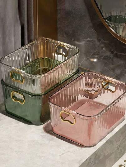 Luxury Transparent Cosmetic Storage Box, Sturdy Thick Clear Plastic Makeup Organizer, Lightweight Multi-Purpose Portable Acrylic Jewelry Storage Box, Essential Home Storage Item For Kitchen, Laundry Room, Bedroom, Living Room And Bathroom