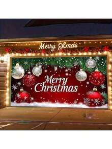1. 圣诞节车库门横幅户外装饰，大型布艺门罩，适用于节日墙面装饰，是拍照区、婚礼、派对和节日活动的理想之选。安装简便，附带安装套件。 - 彩色 - 查看 8
