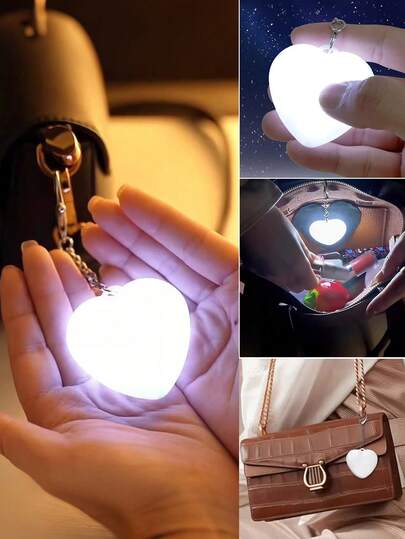 1pc Rechargeable Heart-Shaped USB Light, Wallet Light, Handbag Light, Backpack Light, Pet Safety Light, Touch Sensor, Auto-Off Delay, Suitable For Wallets, Handbags, Totes, Beach Bags, Great For Birthday, Valentine's Day Gifts