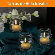 Botes Herméticos para Cocina Tarros de Cristal de 8.oz Tarros Mason Frascos de Vidrio con Tapa Yogur Postre ensaladas especias Mermelada DIY Velas - Transparente - Ver 4