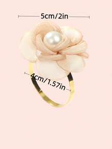 2个/6个山茶花珍珠餐巾环，适用于婚礼、情人节派对、餐桌装饰，逼真的花朵珍珠餐巾环，浪漫系列，酒店理想之选 - 彩色 - 查看 3