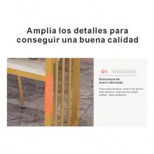 Mesa de Maquillaje de Marmol Blanco y Oro con Cajón + Estantes, Amplio Almacenamiento para Cosméticos, Mesa de Maquillaje y Uñas para Hogar y Salón de Belleza - Estante dorado + tablero blanco - Ver 3