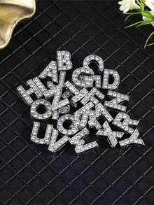 26pcs Rhinestone Alphabet Letter Nail Charms, Y2K Style, Jewelry DIY Supplies - Silver - View 3