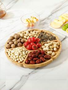 11.8英寸竹制食物托盘（太阳形状，7个隔间），适用于盛放零食/水果/烧烤/沙拉/坚果/甜点，也可作食物容器、坚果盒、午餐盒使用，适用于家庭/庭院/餐厅/酒店/厨房，可作餐具、厨房装饰、庭院装饰、斋月装饰、餐盘使用。 - 彩色 - 查看 2