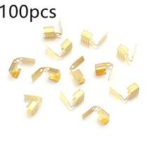 Pacote com 100 unidades de fechos tipo cabeça de cobra (clipes de língua) para cordões de couro, conectores de extremidade para pulseiras e colares, materiais para confecção de bijuterias DIY.