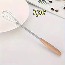 [Customized] Stainless Steel Mini Whisk With Wooden Handle - Customizable With Exclusive Text, Multipurpose Manual Whisk, Milk Frother And Coffee Stirrer For Baking, Mixing, Blending - Essential Tool For Kitchen And Dining - Multicolor - View 9