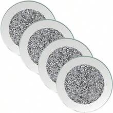 ZJchao Juego de Posavasos de Cristal con Espejo Tapete para Tazas Trituradas Decoración de Mesa Comedor Bar Cocina 4x4 Pulgadas Silver - Plateado - Ver 2