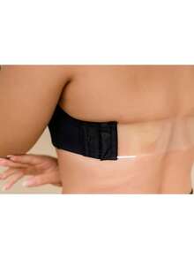 Sutiã Costa Silicone Top Tomara Que Caia Feminino Push Up Halter Alça Removível - Preto - Visão 8