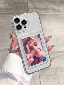 2pc Transparent TPU Card Holder Phone With Card & Photo Slot, Shock-Proof Minimalist Design, Suitable X, XR, XS, 11, 12, 13, 13 Pro, 13 Pro, 14 Pro, 14 Pro, 15, 15 Pro, 15 Plus, 15 Pro, 16, 16 Pro, 16 Plus, 16 Pro Waterproof Anti-Fall Scratch ResistantFOR-YOUR-BELOVED-PHONE Gifts Gifts - kiểu 1 (1 cái) - Xem 1