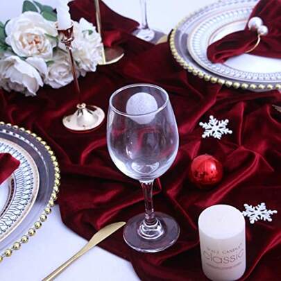 Camino de mesa de terciopelo suave y lujoso de 120 pulgadas de largo para boda despedida de soltera Acción de Gracias decoración de Navidad 20 x 120 pulgadas color burdeos