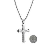 HZMAN Religion - Collar grande de acero inoxidable bizancio con circonita cúa para hombre cadena de 22 + 2 pulgadas Acero inoxidable Circonia cúa-0142 - como en la foto - Ver 5