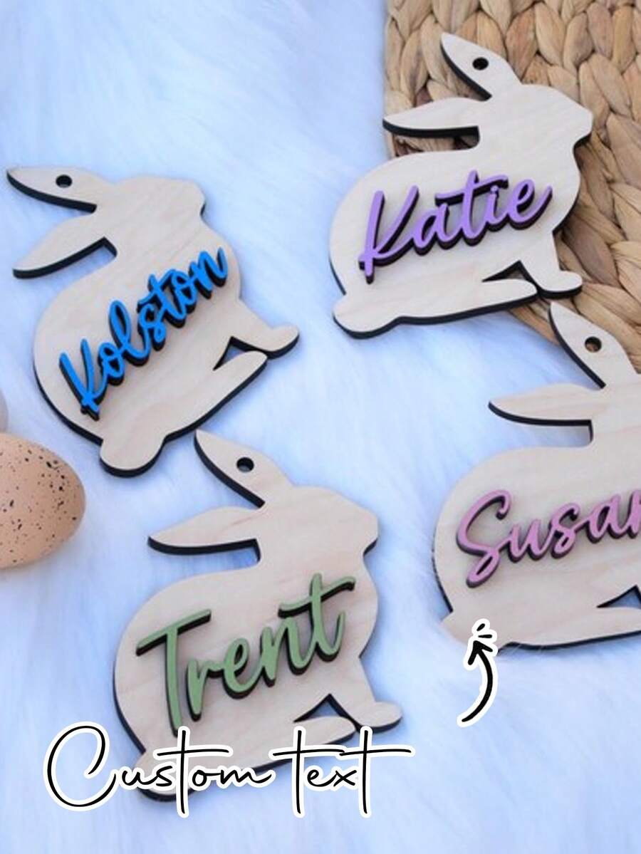 Customized Easter Bunny Acrylic Gift Basket With Initial Label, Easter Gift, Holiday Gift, Birthday Gift, Easter Ornament, New Year Gift - Multicolor - View 1