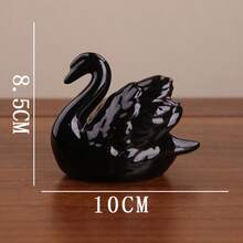 Black & White Ceramic Swan Figurine, Creative Animal Decor For Living Room, Study, Desktop, Home, Office, Bookshelf, TV Stand - Black and White - View 7