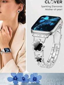 Nuevo brazalete de acero inoxidable con cinco hojas compatible con AWatch S9/SE/ 6-8-38mm-42mm, brazalete de moda (Oro/Negro) - Regalo del Cyber Monday, , Navidad, Decoración Navideña, Regalo de Año Nuevo, Regalo del Día de San Valentín - Multicolor - Ver 8