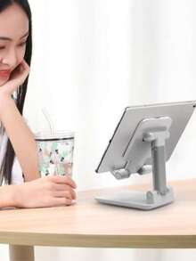 1个可折叠手机支架，可调节平板电脑桌面支架，便携式桌面手机支架，通用免提支架，可折叠防滑底座，办公配件，非常适合视频通话和观看电影，是万圣节和圣诞节的绝佳科技礼物 - 彩色 - 查看 5